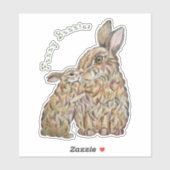 Grappige konijnen. Potloodtekening Sticker (Vel)