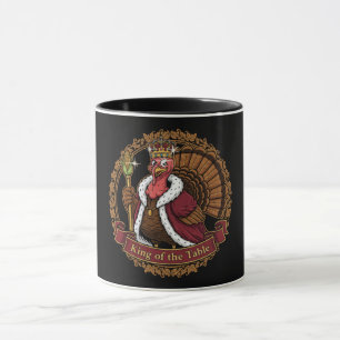 Grappige "Koning van de Tafel" Thanksgiving kalkoe Mok