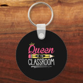 Grappige Koningin van de Clroom School Leraar Sleutelhanger (Voorkant)