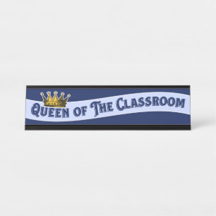 Grappige Koningin Van De Klas Onderwijzer Leraar Bureau Naambordje