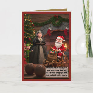 Grappige Koningin Victoria Victoriaanse Kerstmis Kaart