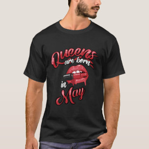 Grappige koninginnen worden geboren in mei cadeau t-shirt