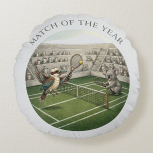 Grappige Kookaburra versus Koala Tenniswedstrijd K Rond Kussen