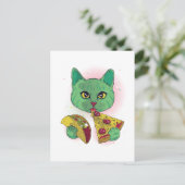 Grappige Kosmische Pizza Cat Graphic Cartoon Ruimt Briefkaart (Staand voorkant)