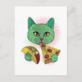 Grappige Kosmische Pizza Cat Graphic Cartoon Ruimt Briefkaart (Voorkant)