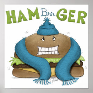 Grappige koude hamburger poster