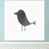 Grappige kraai canvas afdruk (Insitu (Houten vloer))