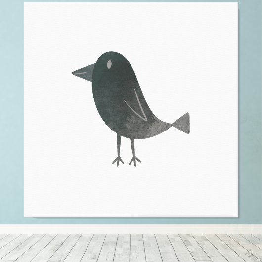 Grappige kraai canvas afdruk (Insitu (Houten vloer))