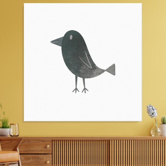 Grappige kraai canvas afdruk (Insitu (Woonkamer))