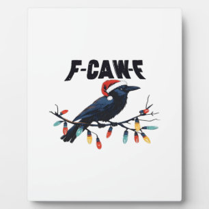 Grappige Kraai Kerst Klassiek Retro Design Fotoplaat
