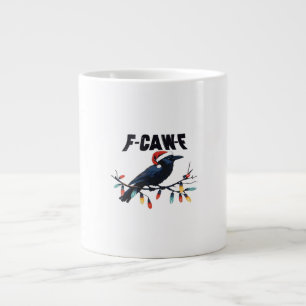 Grappige Kraai Kerst Klassiek Retro Design Grote Koffiekop
