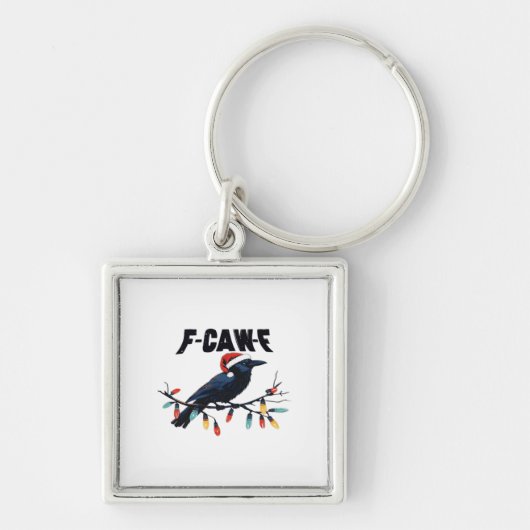 Grappige Kraai Kerst Klassiek Retro Design Sleutelhanger (Voorkant)