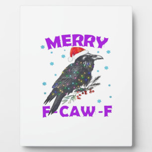 Grappige Kraai Kerst Klassieke Vintage Stijl Fotoplaat