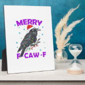 Grappige Kraai Kerst Klassieke Vintage Stijl Fotoplaat (Zijkant)