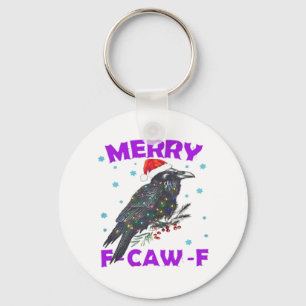 Grappige Kraai Kerst Klassieke Vintage Stijl Sleutelhanger