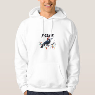 Grappige Kraai Kerst Klassieker Retro Design Hoodie