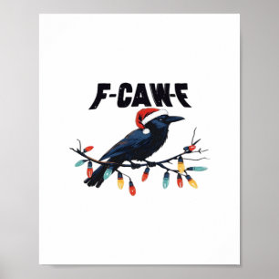 Grappige Kraai Kerst Klassieker Retro Design Poster