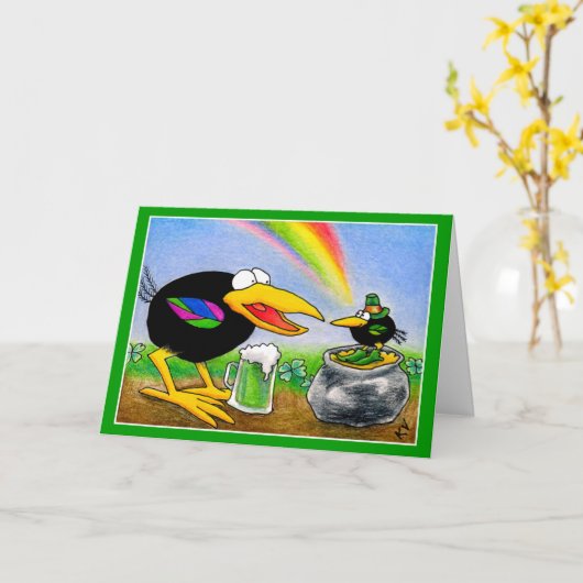 Grappige Kraai met St. van de Kabouter de Dag van Kaart (Gele Bloem)