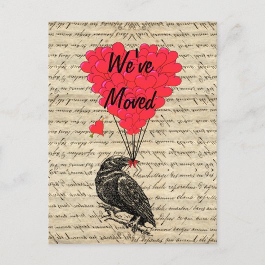 Grappige kraai verandering van adres aankondigingskaart (Voorkant)