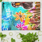 Grappige Kraaien En Bloemen Oh Crap Keuken Handdoe Theedoek (Gevouwen)