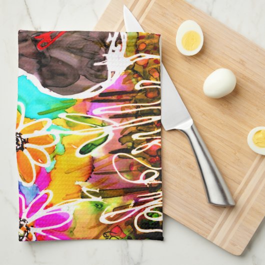 Grappige Kraaien En Bloemen Oh Crap Keuken Handdoe Theedoek (Quarter Fold)