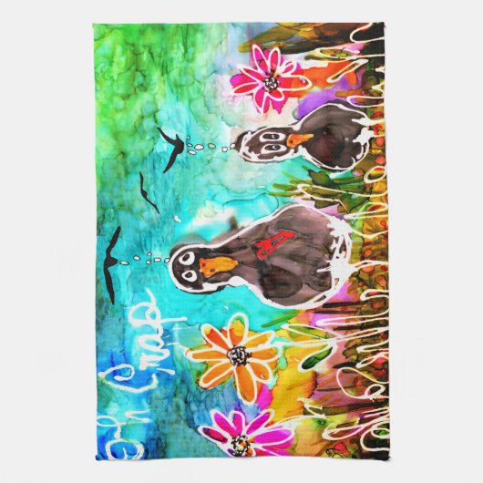 Grappige Kraaien En Bloemen Oh Crap Keuken Handdoe Theedoek (Verticaal)