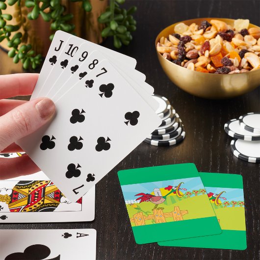 Grappige Kraaiende Haan Boerderij Pokerkaarten