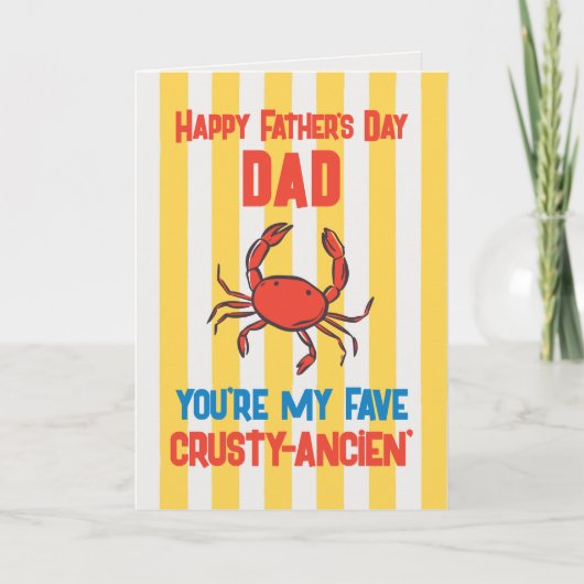 Grappige Krab Amalfi Gele Streep Vaderdag kaart (Voorkant)