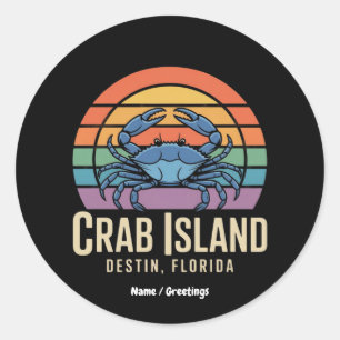 Grappige krab Funny Island Destin FL Cool Ronde Sticker