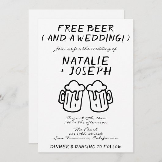 Grappige krabbel hand getekend geschreven bier bru kaart (Voorkant / Achterkant)