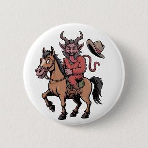 Grappige Krampus Kerstman Slechte Santa Cowboy Wes Ronde Button 5,7 Cm