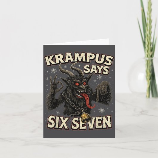 Grappige Krampus Zegt Zes Zeven 6 7 Meme Kerstmis Kaart (Voorkant)