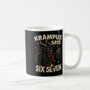 Grappige Krampus zegt zes zeven 6 7 Meme Kerstmis Koffiemok