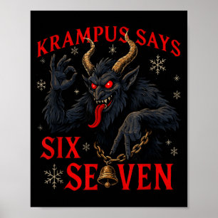 Grappige Krampus Zegt Zes Zeven 6 7 Meme Kerstmis  Poster