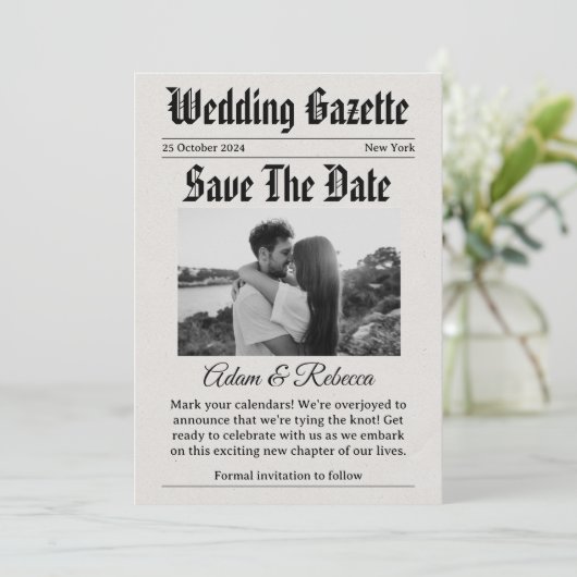 Grappige krant, bewaar de data kaart (Staand voorkant)