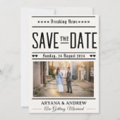 Grappige krant Bewaar de datums uitnodiging (Voorkant)