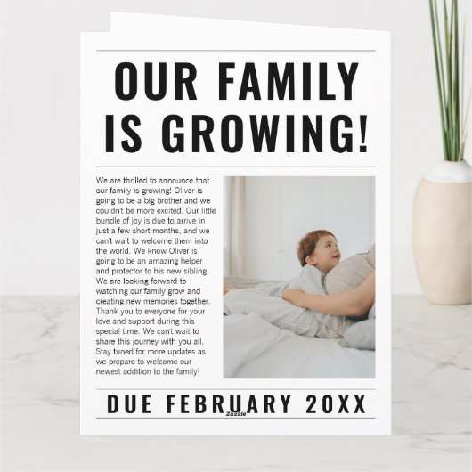 Grappige krant Big Brother Zwangerschapsaankondigi Kaart (Achterkant)