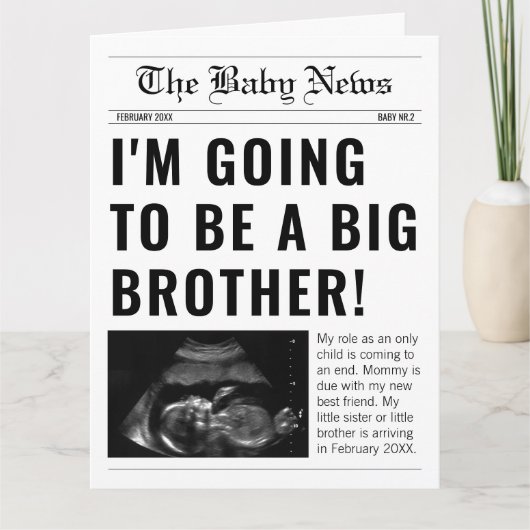 Grappige krant Big Brother Zwangerschapsaankondigi Kaart (Voorkant)