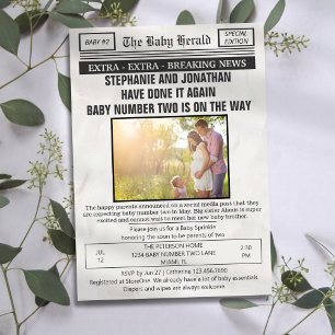 Grappige  krant Foto 2e Baby Sprinkle Kaart