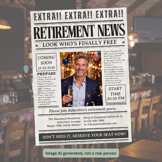 Grappige krant foto pensioneringsfeest voor mannen kaart