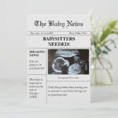 Grappige krant zwangerschapsaankondiging voor oude kaart (Staand voorkant)