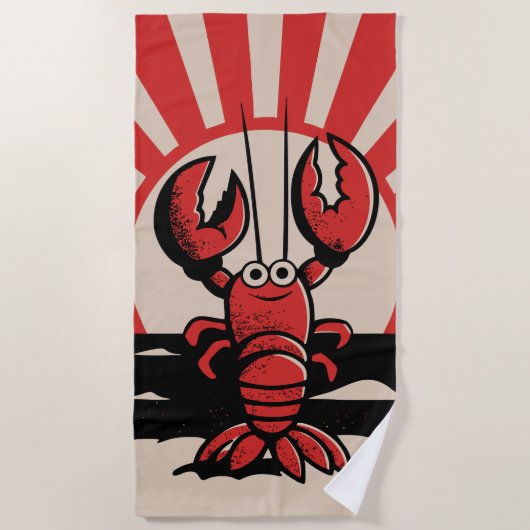Grappige Kreeft – Retro Strand Design Strandlaken (Voorkant)