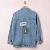 Grappige krokodil alligator met bord cartoon denim jacket (Hangar)