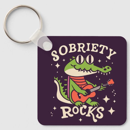 Grappige Krokodil Cartoon Sobriety Rocks Custom Sleutelhanger (Voorkant)
