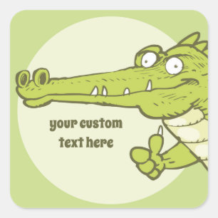 Grappige krokodil cartoon vierkante sticker