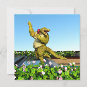 Grappige Krokodil Champagnet Party Art bij het Zwe Kaart