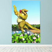 Grappige Krokodil Champagnetuinfeest Kunst Canvas Afdruk (Insitu (Houten vloer))