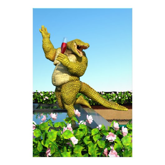 Grappige Krokodil Champagnetuinfeest Kunst Foto Afdruk (Voorkant)
