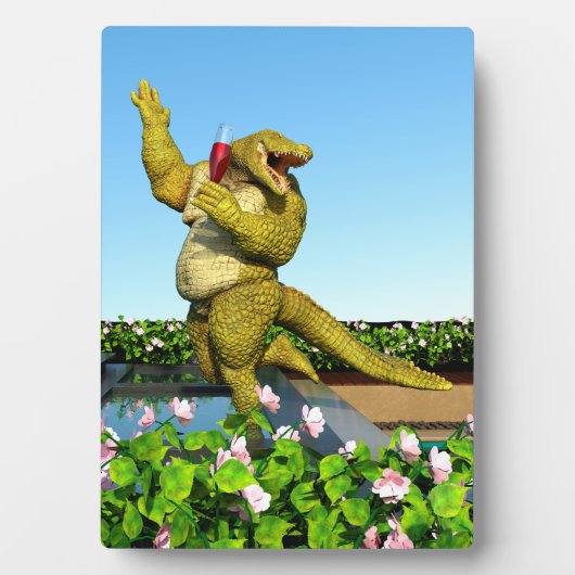 Grappige Krokodil Champagnetuinfeest Kunst Fotoplaat (voorkant)