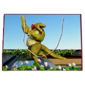 Grappige Krokodil Champagnetuinfeest Kunst Groot Cadeauzakje (Voorkant)